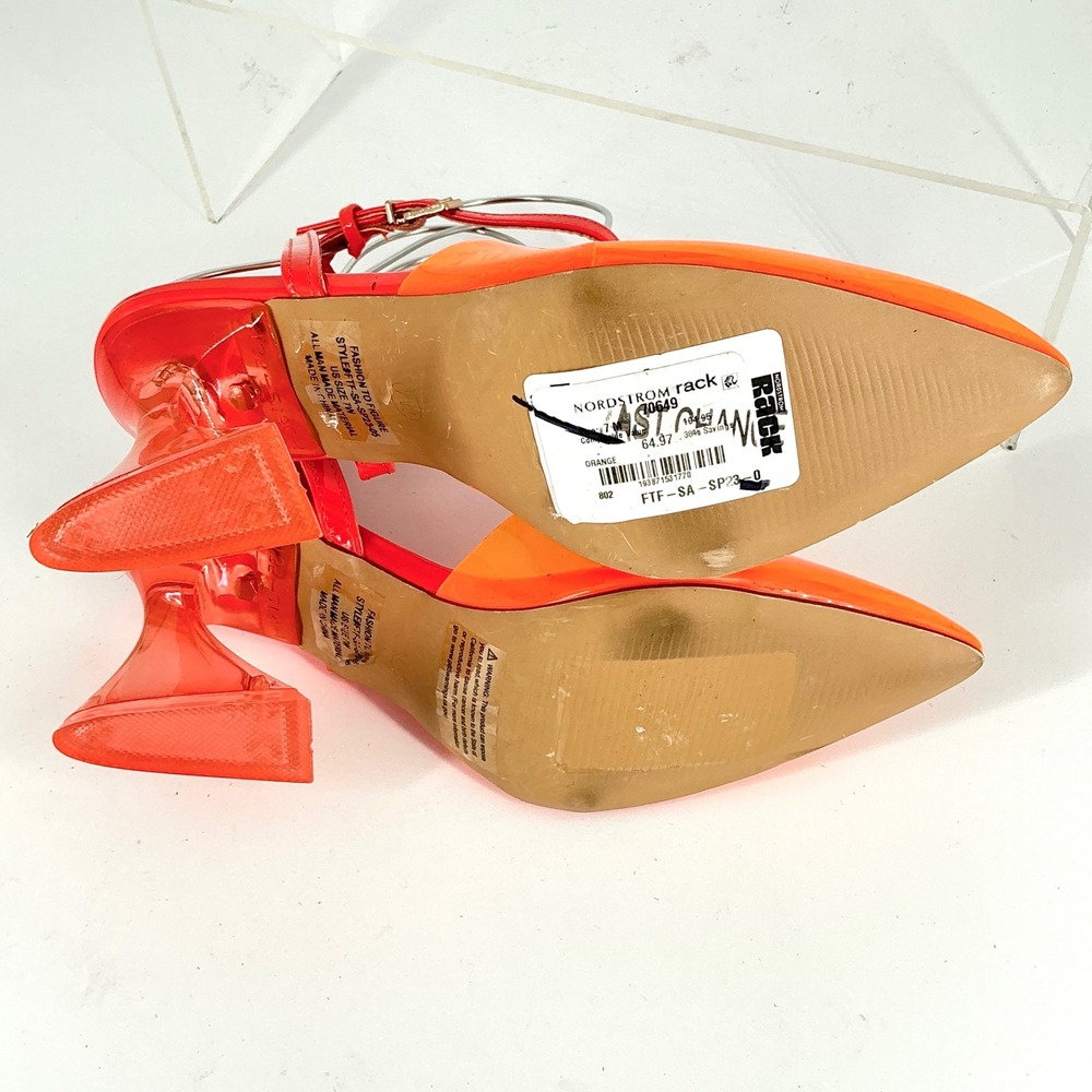 Fashion To Figure Plus Size 7W 7 Wide Neon Orange Clear Heel Pump NEW Jacki $105 - Picture 8 of 14